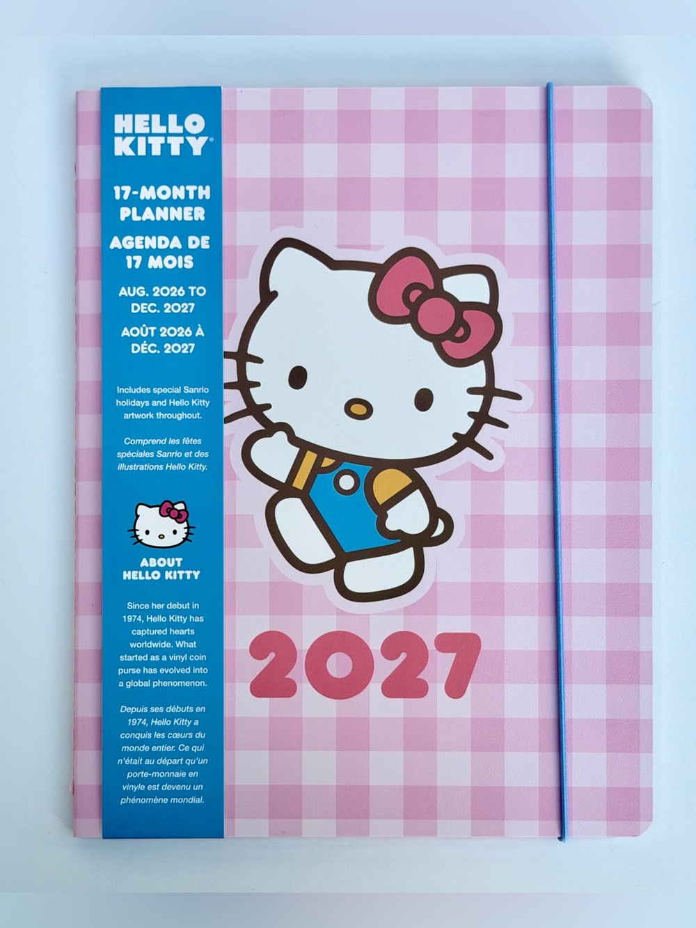 Sanrio Hello Kitty 17-month 2026-2027 Slim Thin Planner (Blue/Pink Gingham)